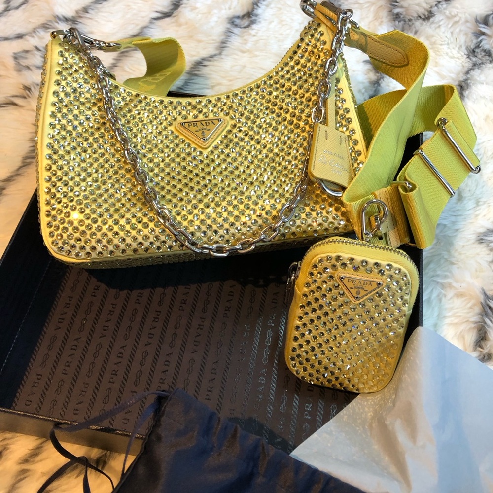Prada Re-Edition 2005 satin bag with crystals